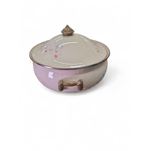 Happy Geese Lincowear 2 Q. Dutch Oven Enamel Vintage Brass Handles - Picture 16 of 16